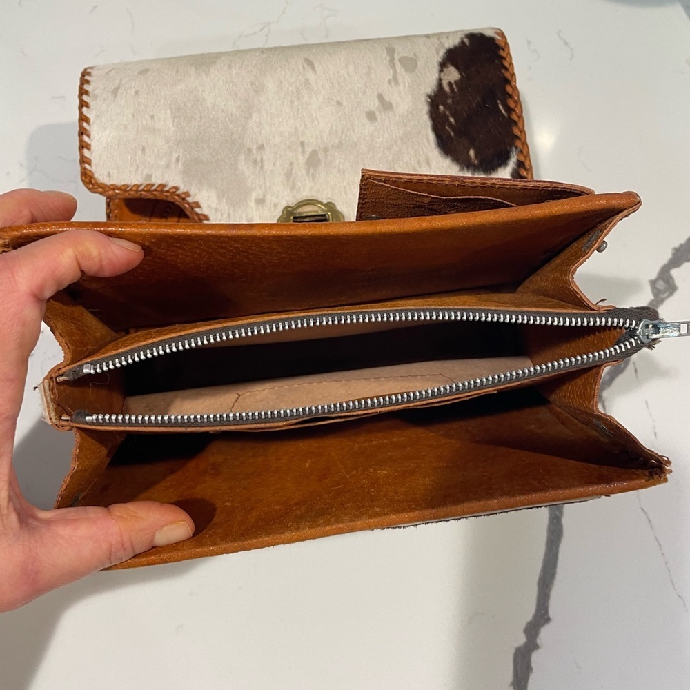 Cowhide Leather Clutch with Brown Accents - Picture 9 of 12